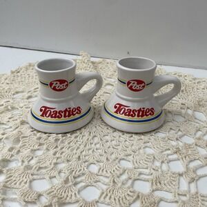 Post Toasties Cereal Wide Bottom Ceramic No Spill Mugs Promotional Vintage 2
